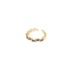 Anello a blocchetti alternati Rania - Blu