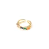 Anello a due fasce congiunte e zirconi geometrici Rania - Multicolor