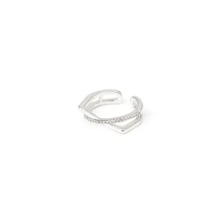 Anello a due fasce filiformi incrociate Rania - Argento