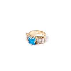Anello a fascia larga zirconi e cristallo Sirens - Blu