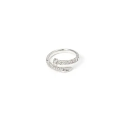 Anello a fascia snella e zirconi Rania - Argento
