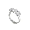 Anello a tre grandi zirconi Pearl - Bianco