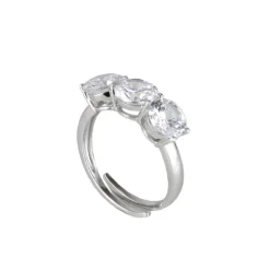 Anello a tre grandi zirconi Pearl - Bianco
