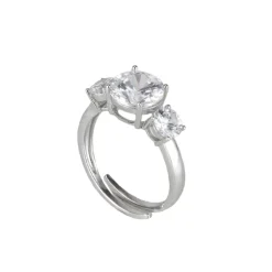 Anello a tre zirconi Pearl - Bianco
