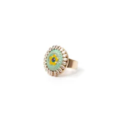 Anello con creazione a fiore e rosetta di zirconi Partenope - Multicolor