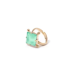 Anello con cristallo quadrato e sferette Sirens - Turchese