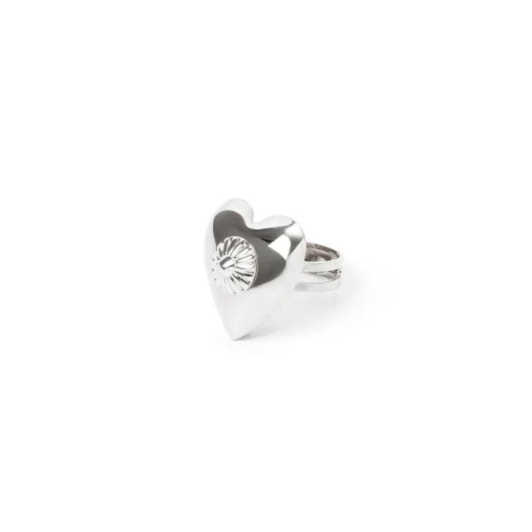 Anello con cuore e fiorellino Amaranta - Argento