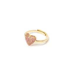 Anello con cuore Petit Pavè - Rosa