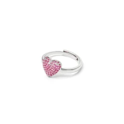 Anello con cuore Petit Pavè - Fucsia