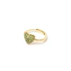 Anello con cuore Petit Pavè - Verde