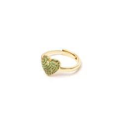 Anello con cuore Petit Pavè - Verde