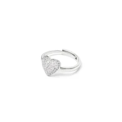Anello con cuore Petit Pavè - Bianco