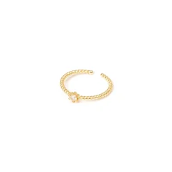 Anello con fascia filiforme spiralata e zircone Rania - Oro