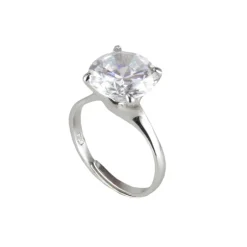 Anello con grande zircone Pearl - Bianco