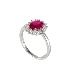 Anello con rosetta di zirconi Pearl - Rosso