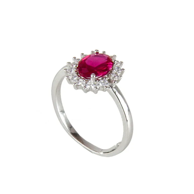 Anello con rosetta di zirconi Pearl - Rosso