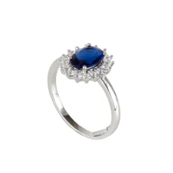 Anello con rosetta di zirconi Pearl - Blu