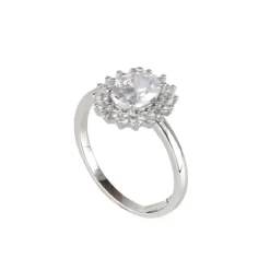 Anello con rosetta di zirconi Pearl - Bianco