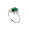 Anello con rosetta di zirconi Pearl - Verde