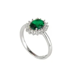 Anello con rosetta di zirconi Pearl - Verde