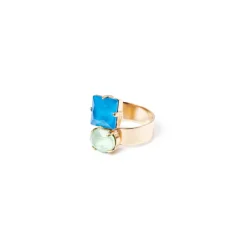 Anello con top a due cristalli Sirens - Blu