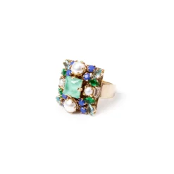 Anello con top quadrato Sirens - Blu