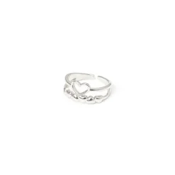 Anello doppio filo e cuoricino Rania - Argento