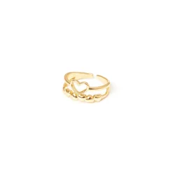 Anello doppio filo e cuoricino Rania - Oro