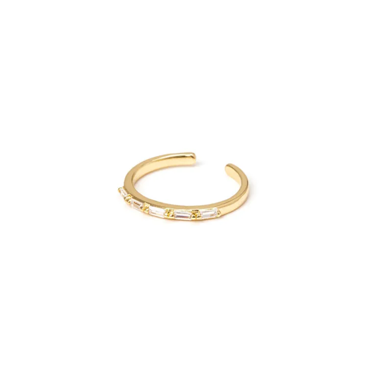 Anello doppio filo e zirconi geometrici Rania - Bianco