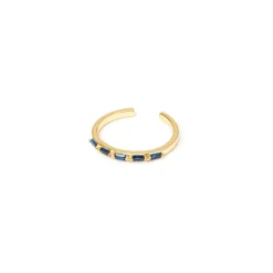 Anello doppio filo e zirconi geometrici Rania - Blu