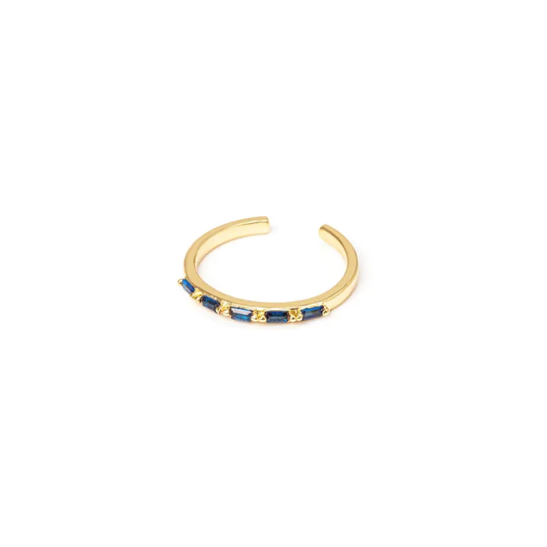 Anello doppio filo e zirconi geometrici Rania - Blu