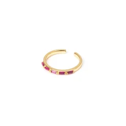 Anello doppio filo e zirconi geometrici Rania - Rosso