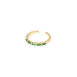 Anello doppio filo e zirconi geometrici Rania - Verde