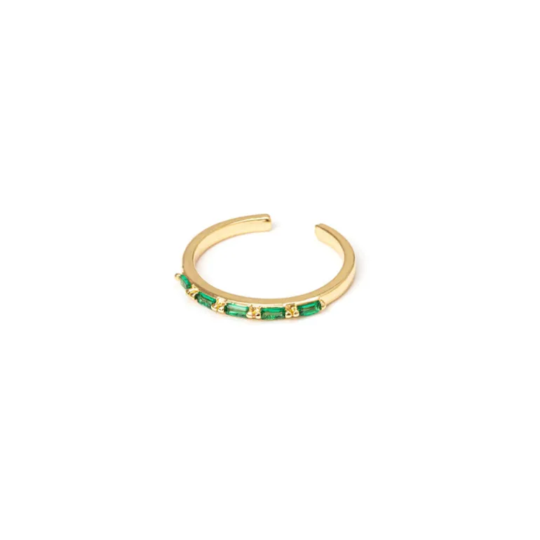 Anello doppio filo e zirconi geometrici Rania - Verde