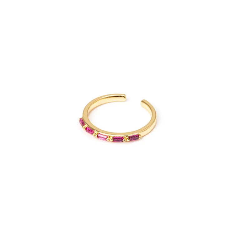 Anello doppio filo e zirconi geometrici Rania - Rosso