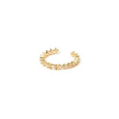 Anello linea di zirconi e ovale Rania - Bianco