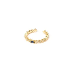 Anello linea di zirconi e ovale Rania - Blu