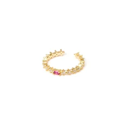 Anello linea di zirconi e ovale Rania - Rosso