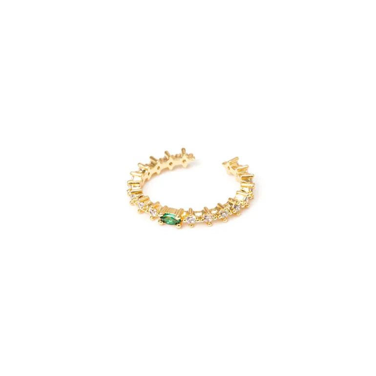 Anello linea di zirconi e ovale Rania - Verde