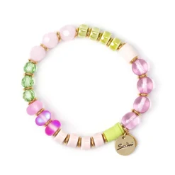 Bracciale anellini e perle di vetro Flora - Multicolor