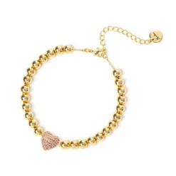 Bracciale boule e cuore Petit Pavè - Rosa