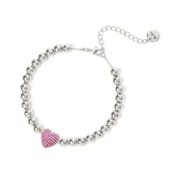 Bracciale boule e cuore Petit Pavè - Fucsia
