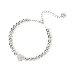 Bracciale boule e cuore Petit Pavè - Bianco