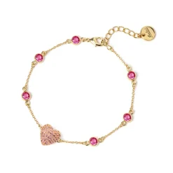 Bracciale catena e cuore Petit Pavè - Rosa