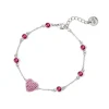 Bracciale catena e cuore Petit Pavè - Fucsia
