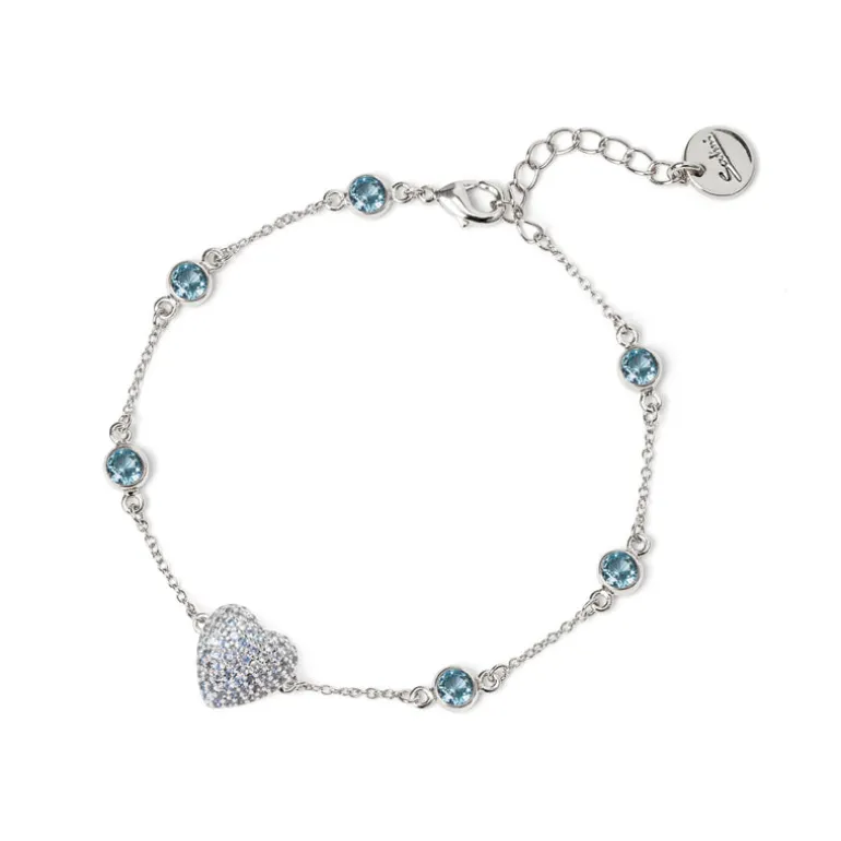 Bracciale catena e cuore Petit Pavè - Blu
