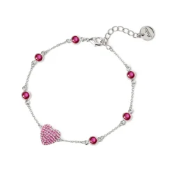 Bracciale catena e cuore Petit Pavè - Fucsia