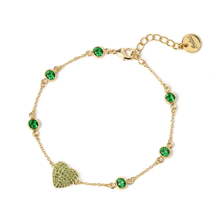 Bracciale catena e cuore Petit Pavè - Verde