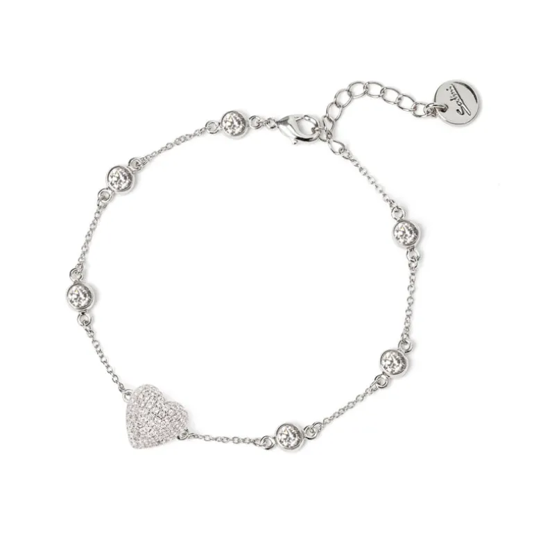 Bracciale catena e cuore Petit Pavè - Bianco