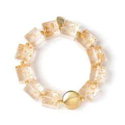 Bracciale elastico a grandi cubi Kaaba - Bianco